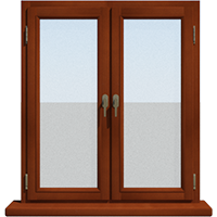 Двухстворчатое деревянное окно из лиственницы Модель 090 Тик